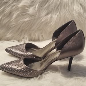 Coach Holmes Silver Leather Studded Heels